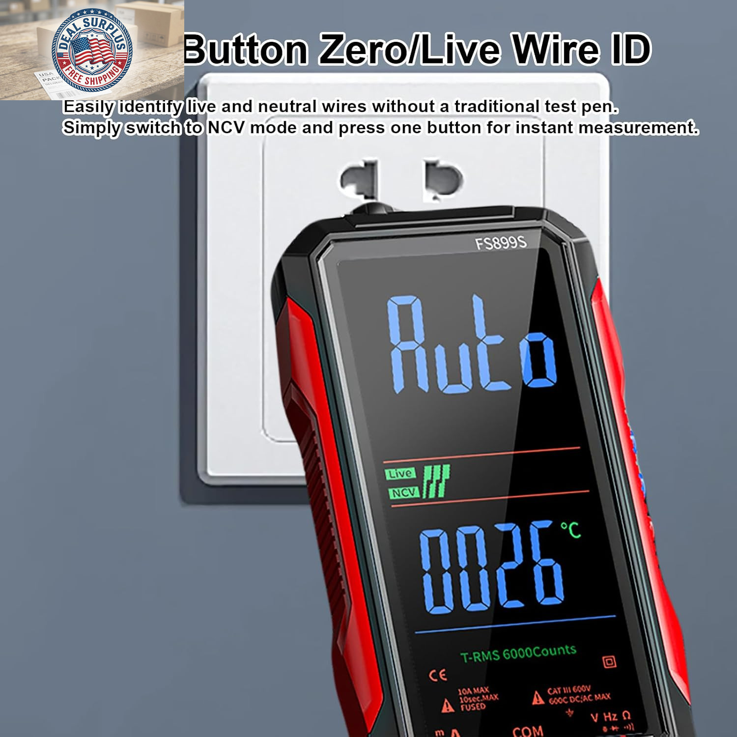 2026 Upgraded FS899L Digital Multimeter, Color Screen, USB-C with 20Pcs Silicone