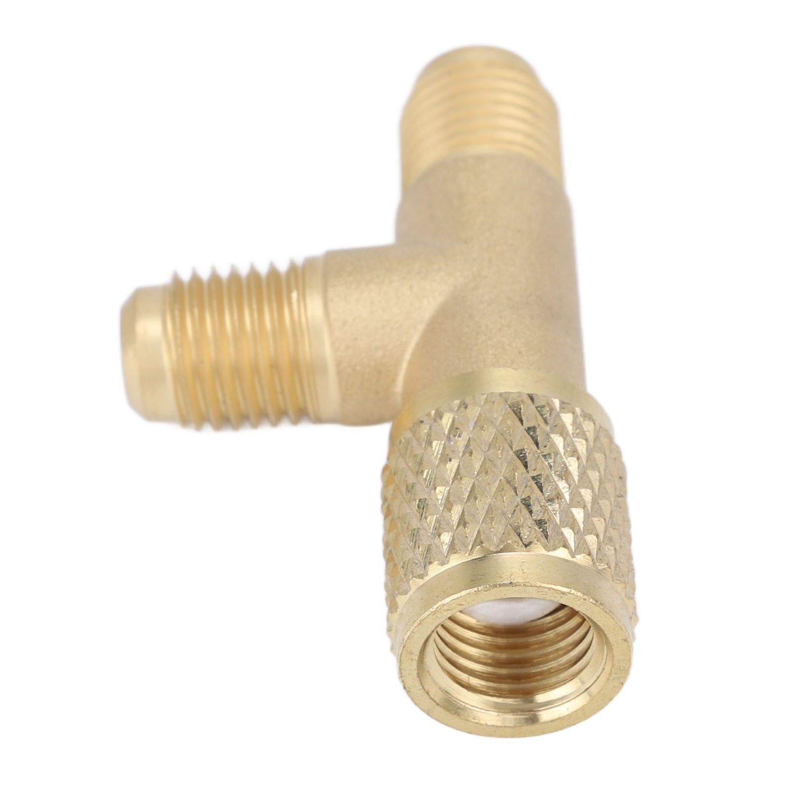 Quick Coupler Tee Adapter With Valve Core Brass 1/4in SAE Sturdy Structure