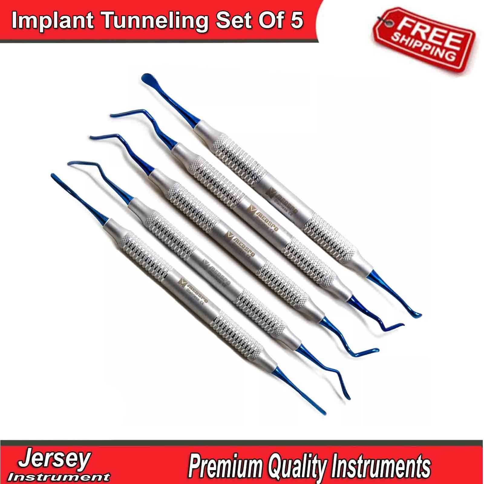 Dental Implant Surgery Tunneling Set Of 5 Tissue Grafting Sinus Lift Instruments