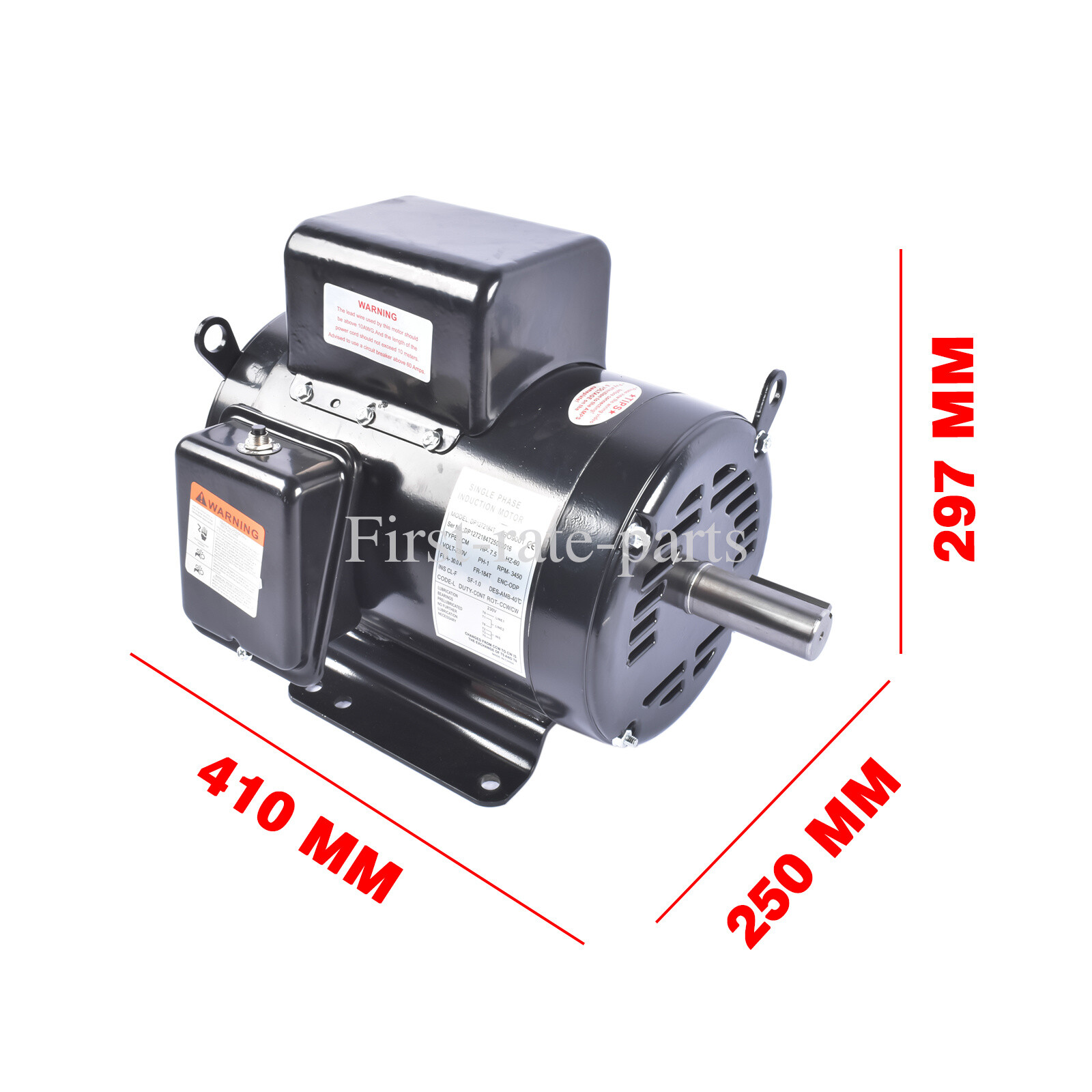 7.5HP Air Compressor Electric Motor 230V 31.6A 3450RPM 184T Frame CW/CCW Rotate