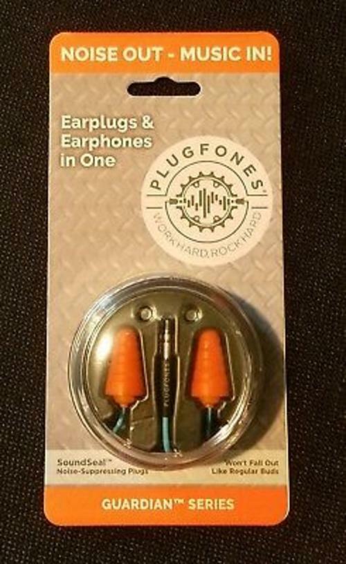 Plugfones PG-UO Guardian Series Blue Orange Earplug & Earphone Earbud Hybr..