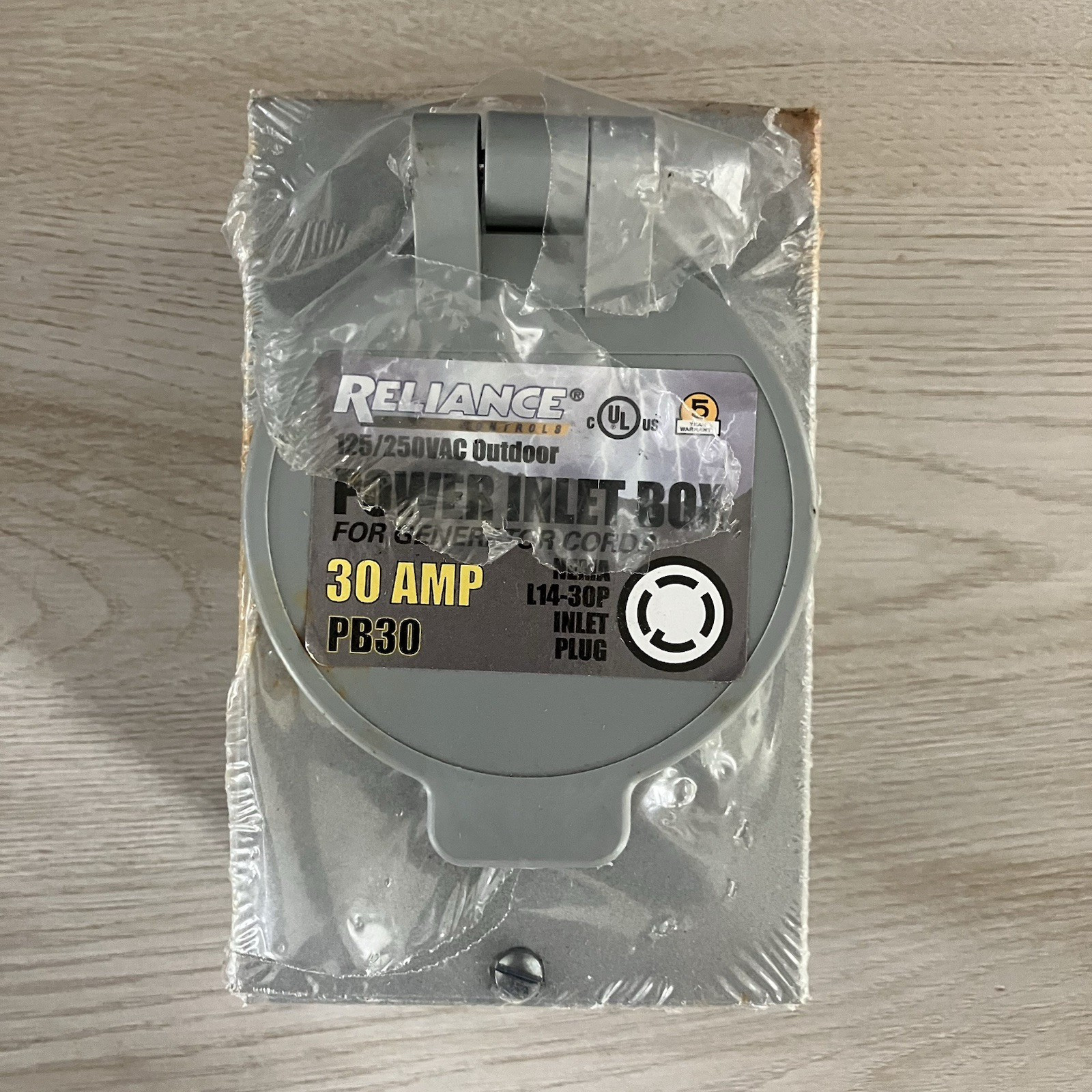 Reliance Controls 125/250 VAC Outdoor 30 Amp Power Inlet Box For Generator Cords