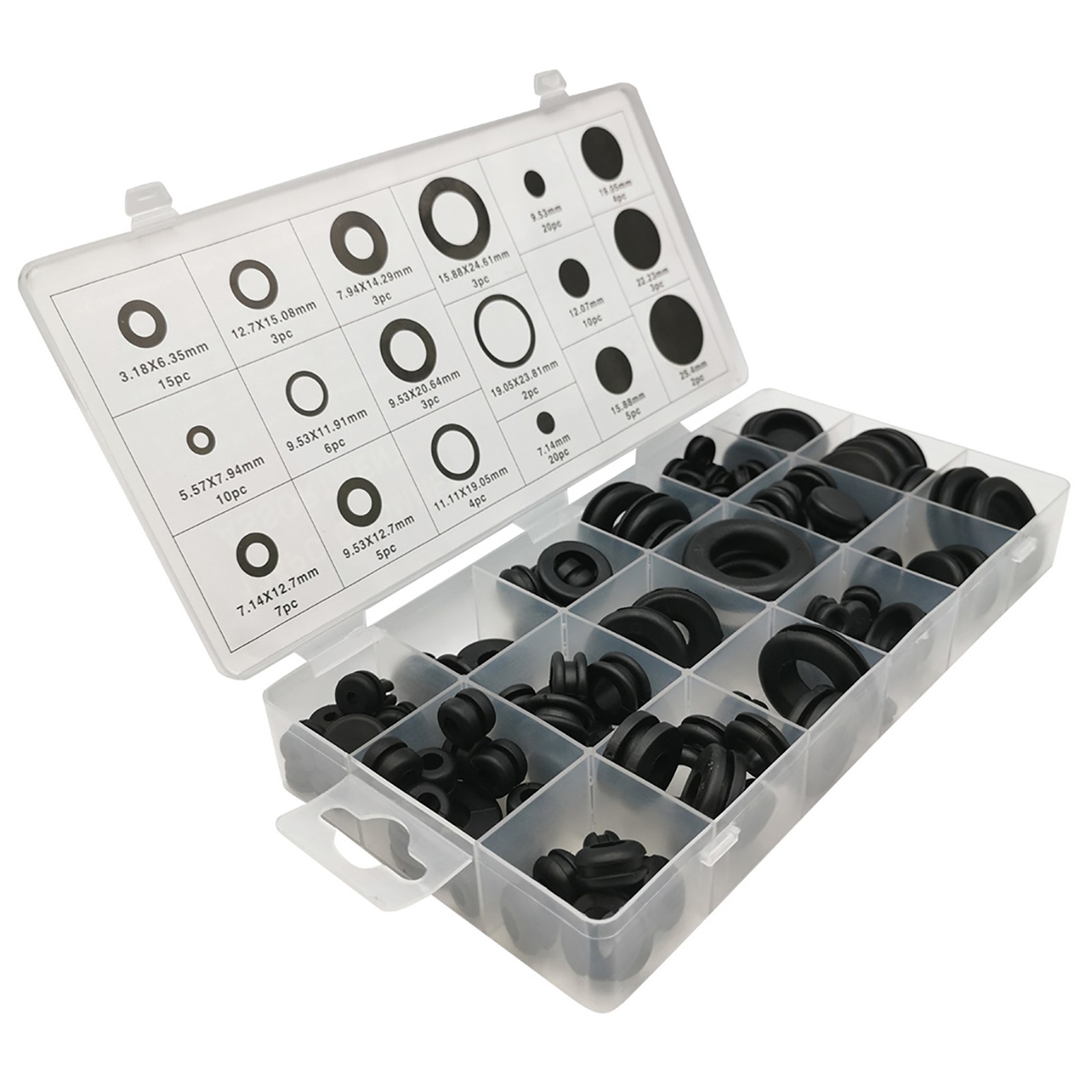 125PCS Black Rubber Grommet Firewall Hole Plug Set Electrical Wiring Gasket