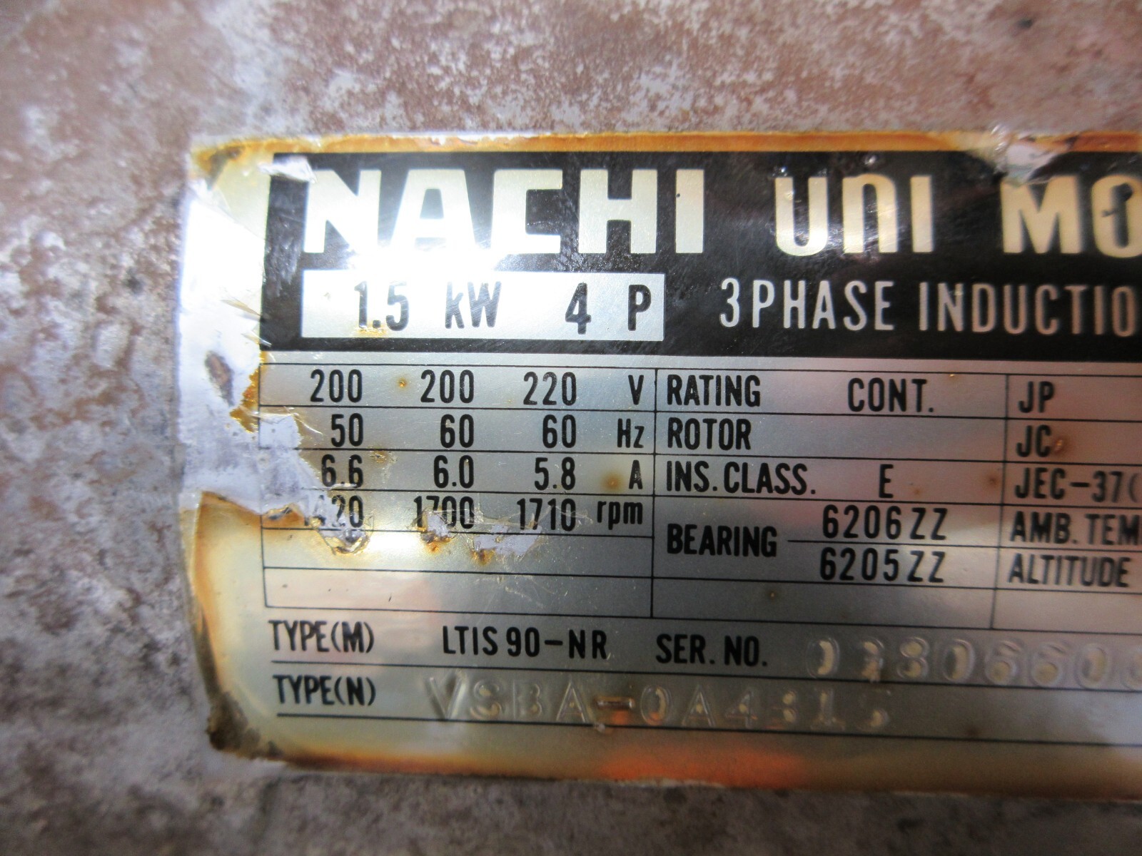 NACHI LTIS90-NR VSBA-0A4B15 UPV-1A-16N0-1.5-4-Z-15 PVS-1B-16N0-UZ-11 MOTOR PUMP