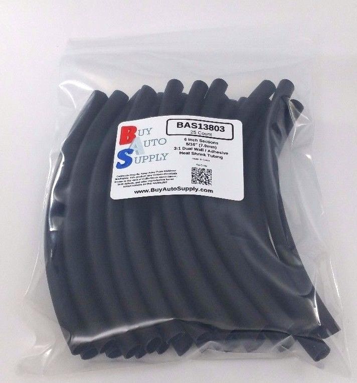 (25 6″ Pcs) 5/16″ / 7.9mm Black 3:1 Heat Shrink Tubing Adhesive Lined Dual Wall