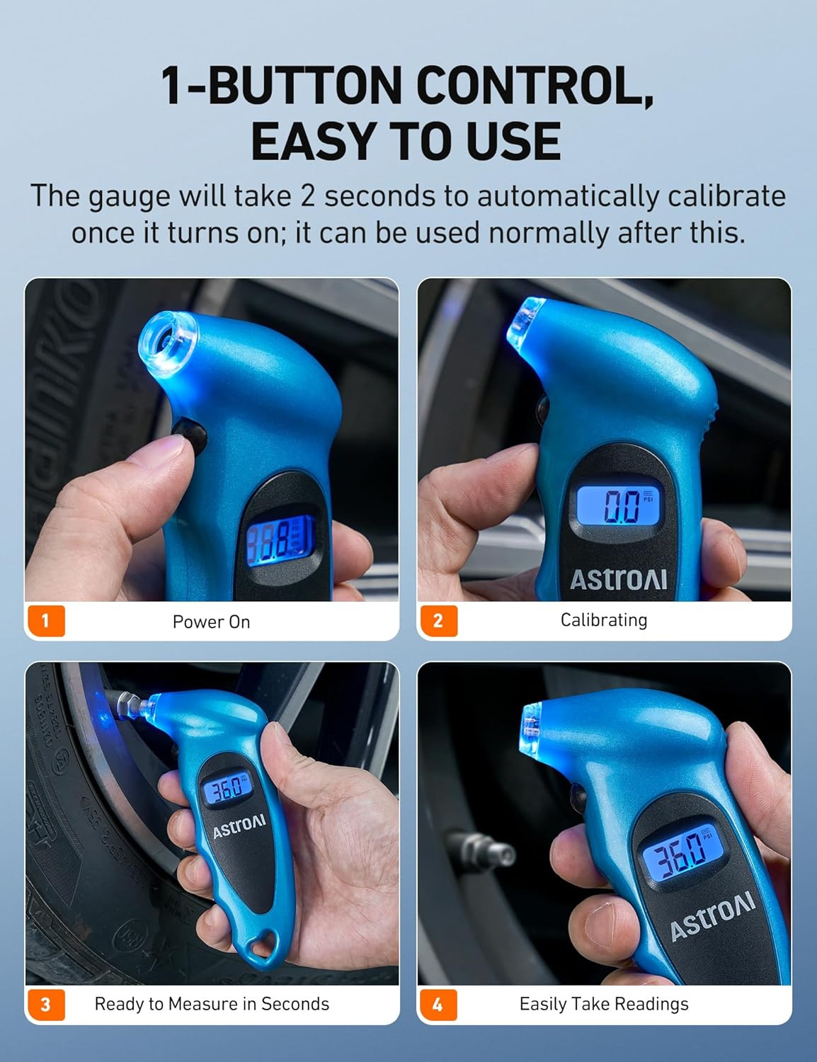 Digital Tire Pressure Gauge 0-150PSI, Accurate in 0.1 Increments w/ Backlit LCD