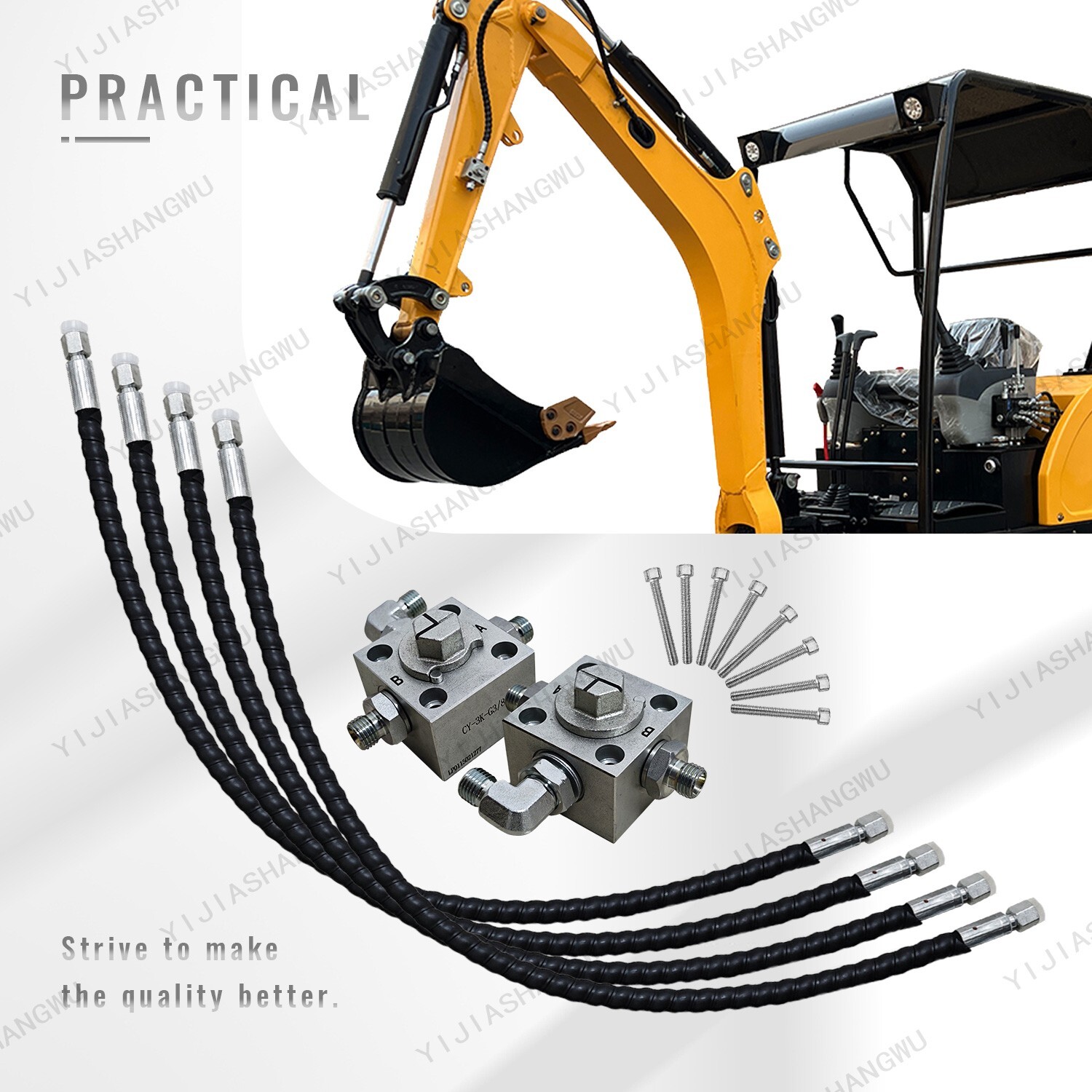 2 Three Way Diverter Valves Excavator for 1-2 ton Chinese Mini Excavator