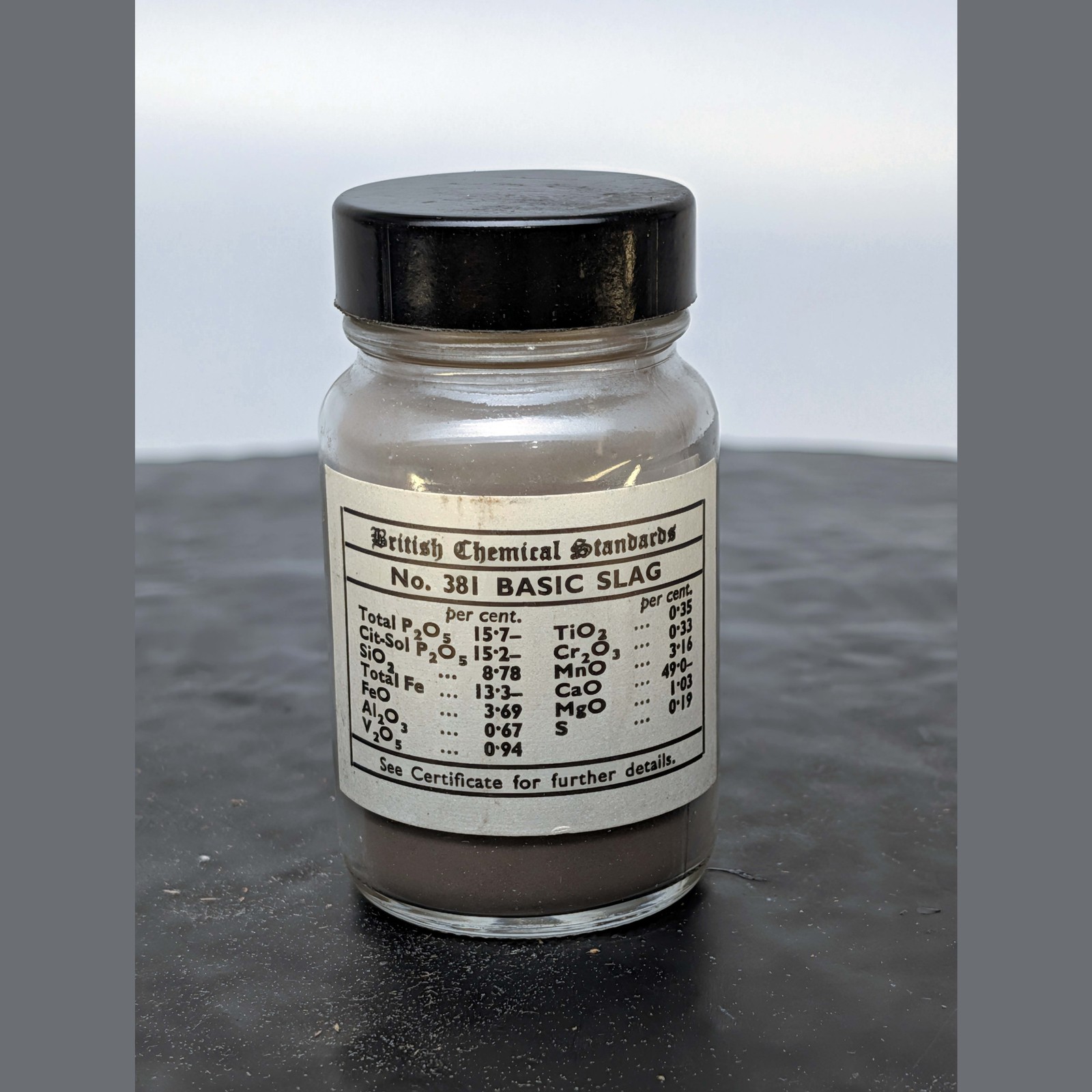 British Chemical Standards 381 Basic Slag+Reference Material Partial Jar â