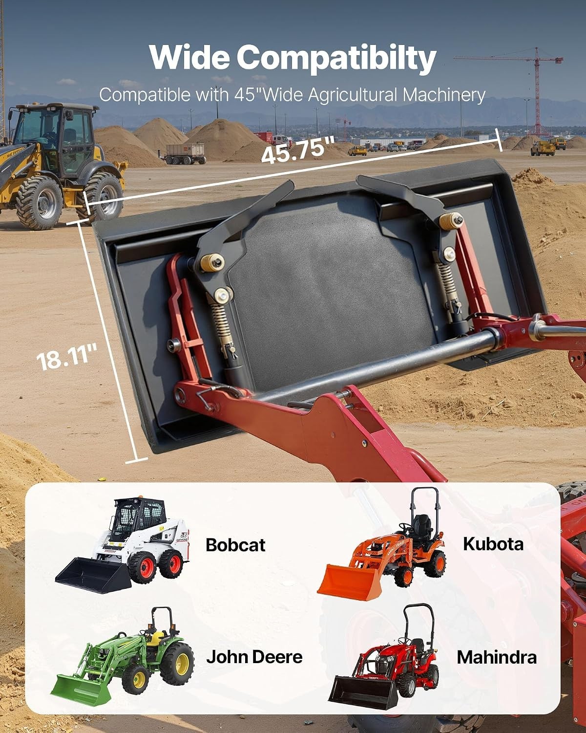 1/4 Inch Skid Steer Mount Plate – 3000lbs Capacity for Tractors & Skid Steers
