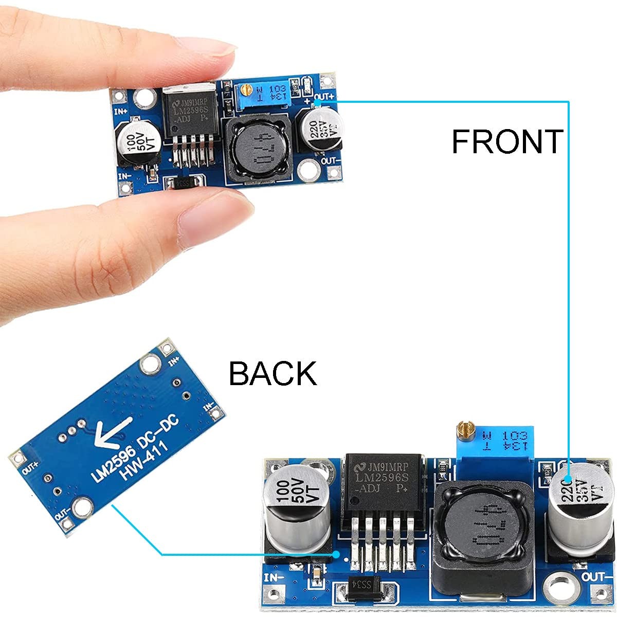 DKARDU 5 pcs LM2596S DC-DC 3.2-46V to 1.5-35V 3A Buck Converter Adjustable St…