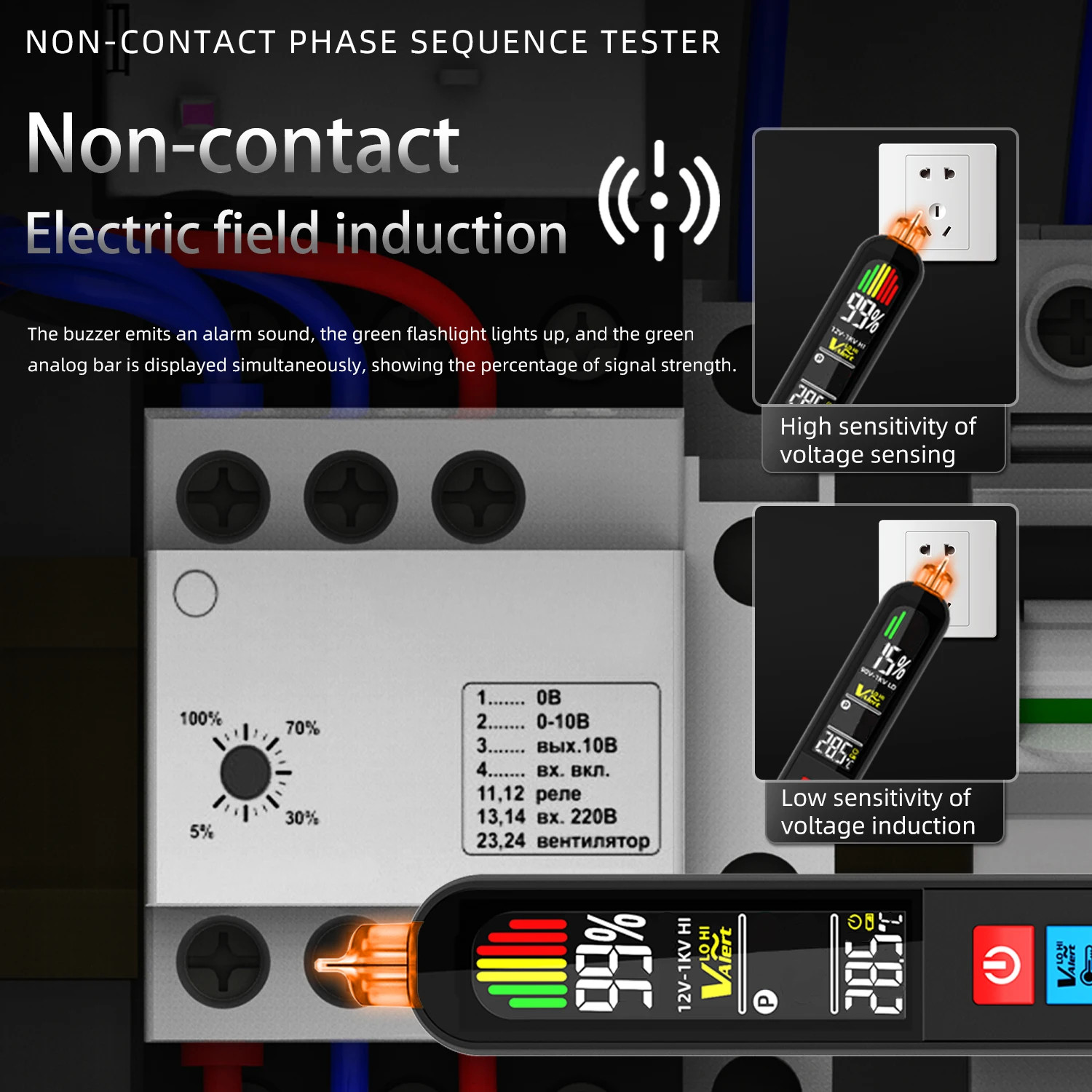 Voltage Detector Tester Phase Sequence Smart NCV Live Wire Check Meter