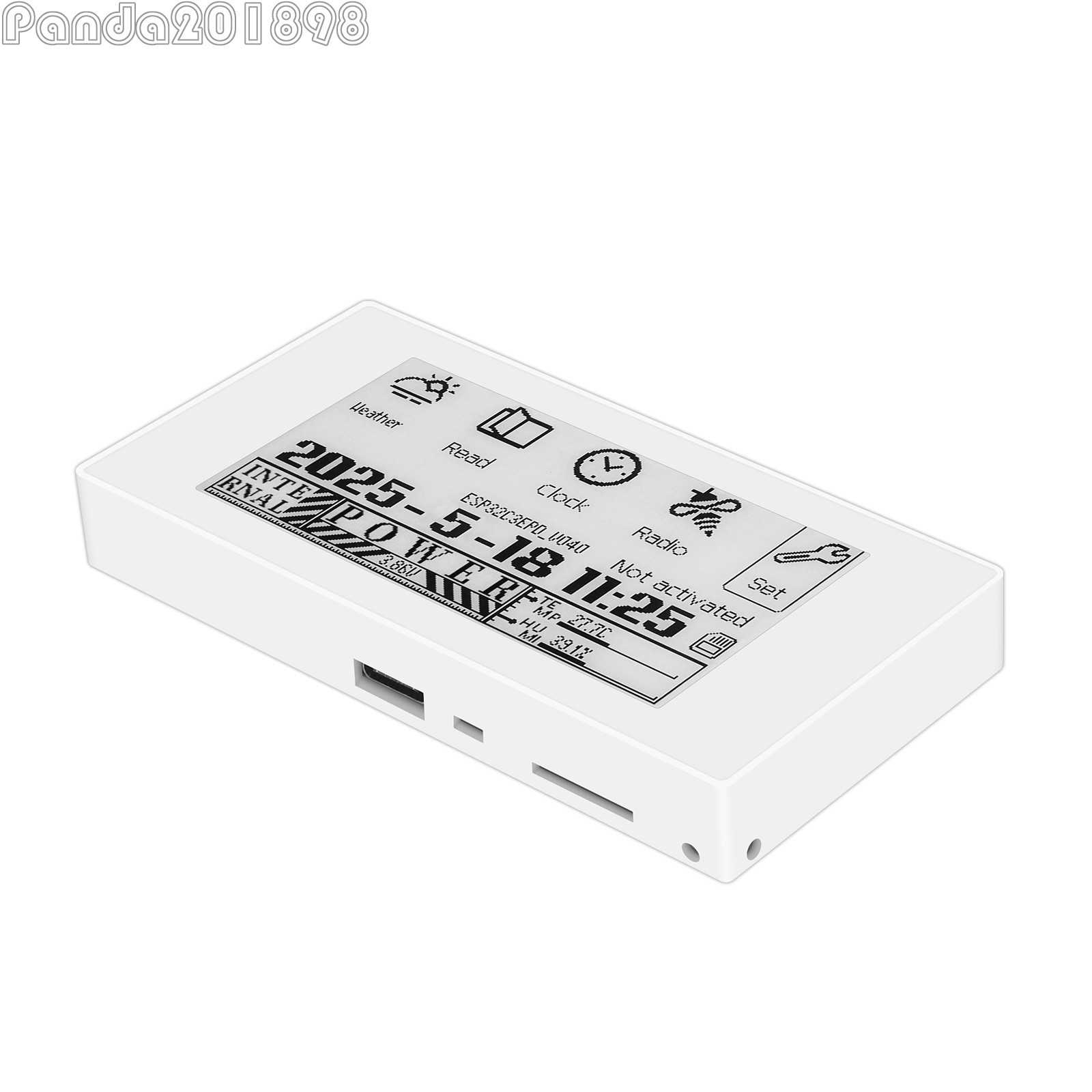 HAMGEEK RW01 Mini E-Ink Reader E-Book Reader (White Panel) for Weather Clock