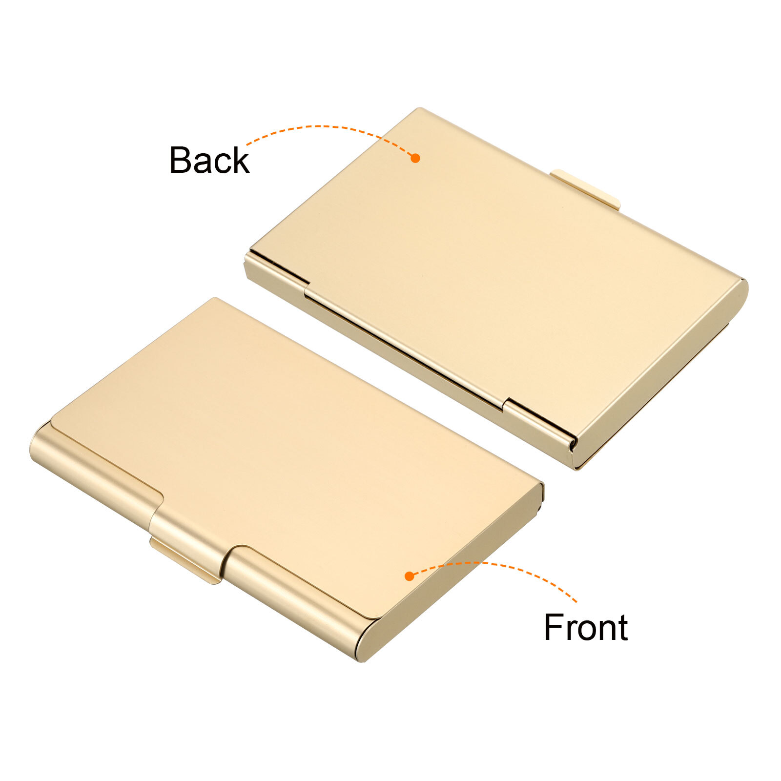2Pcs Business Card Holder Aluminum Metal Professional Pocket Card Case Gold