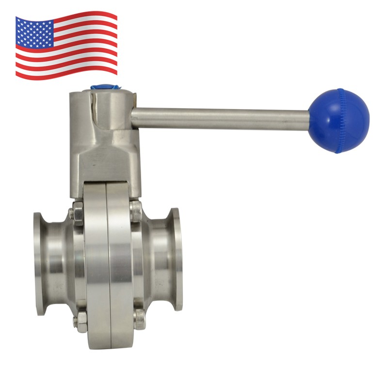 1.5″ inch 38 MM Sanitary Butterfly Valve Tri Clamp W/ 2″ ferrule Stainless Steel