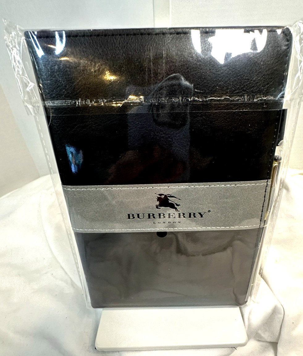 Burberry Black Lined Notebook with Matching Burberry Pen – New – 8.5” x 6” ~NEW~