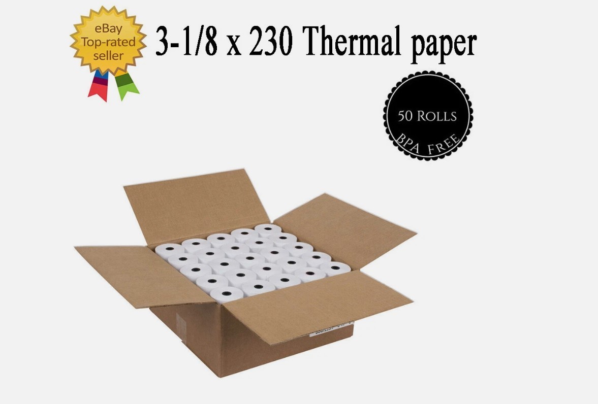 3 1/8″ x 230′ THERMAL POS RECEIPT PRINTER ROLL PAPER BPA FREE USA 50 ROLLS