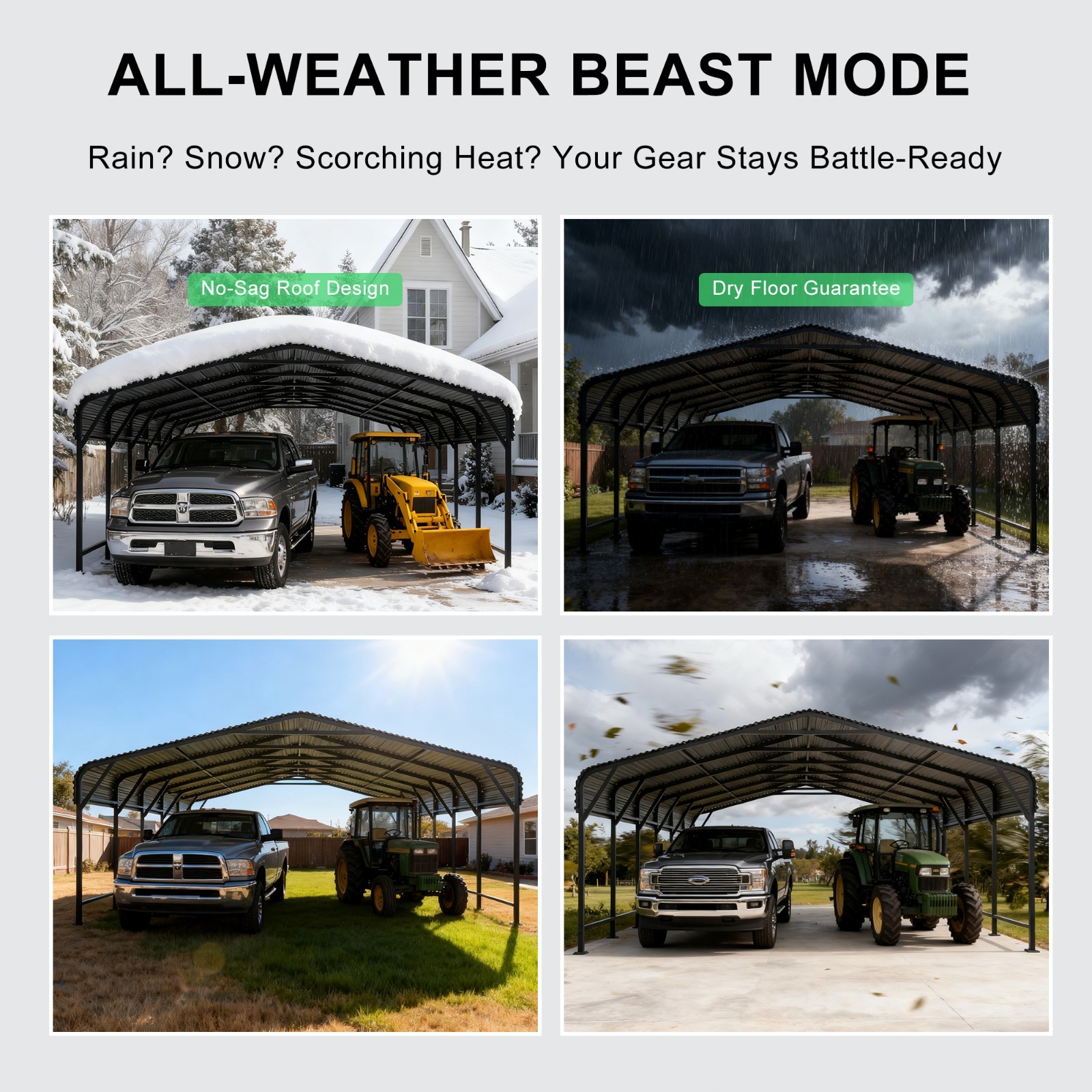 PABIMIA 20×30 FT Heavy-Duty Metal Carport, Outdoor Galvanized Steel Shelter