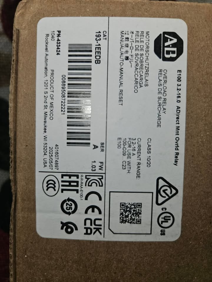 Allen-Bradley CAT 193-1EEDB E100 3.2-16.0 ADirect Mnt Overload Relay