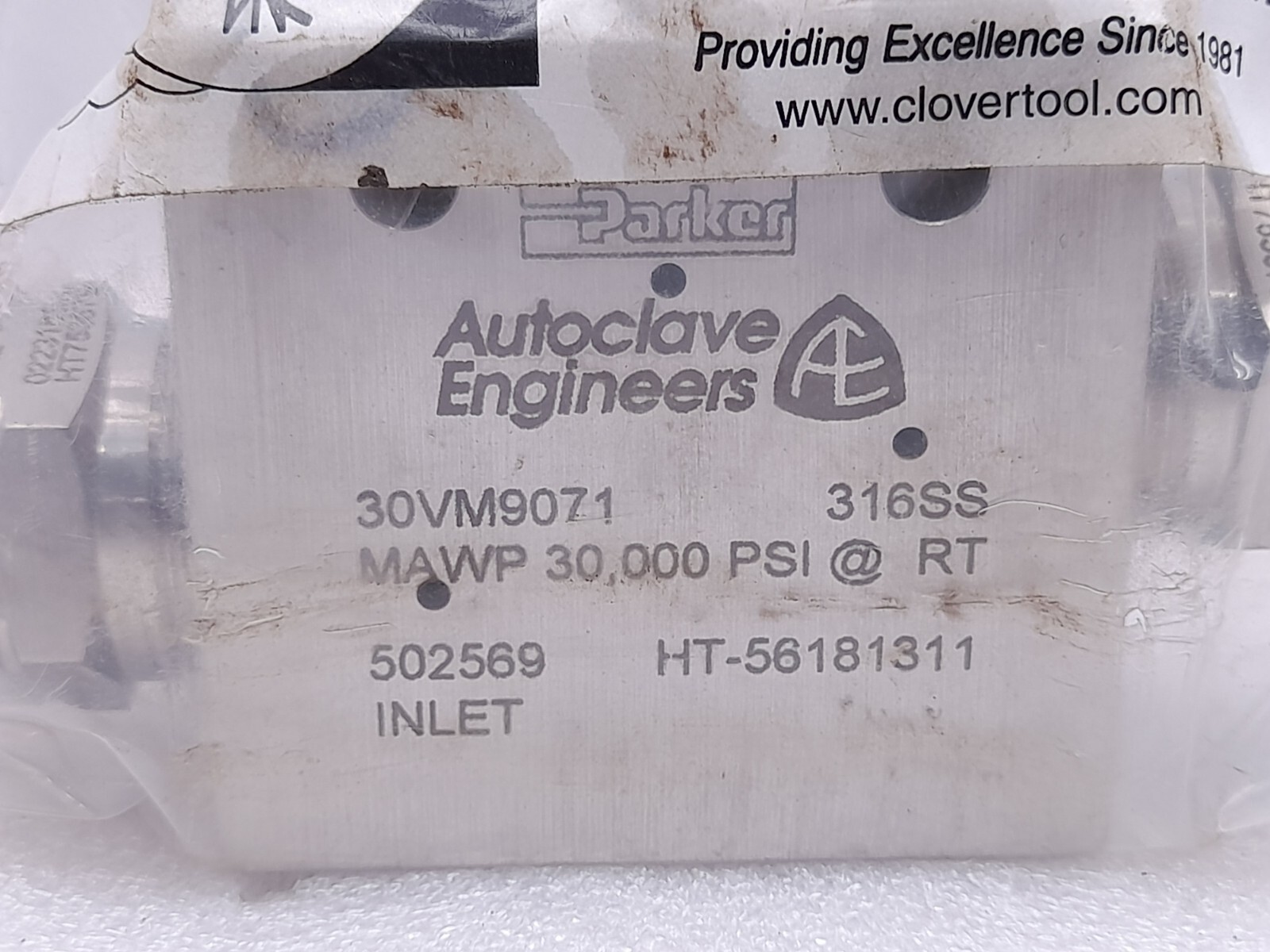 Parker Autoclave Engineers 30VM9071 Needle Valve MAWP 30,000 PSI @ RT 316SS