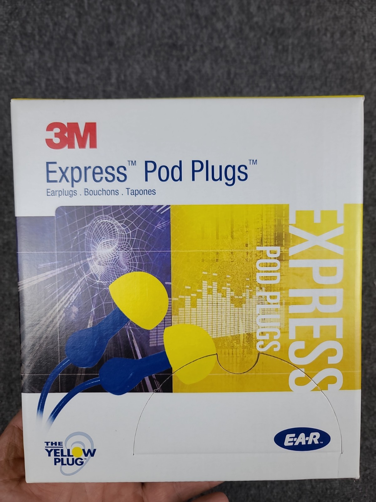 100 Pack of E-A-R Express Pod Plugs 3M Reusable Foam Ear Shape 25 Db 321-2200