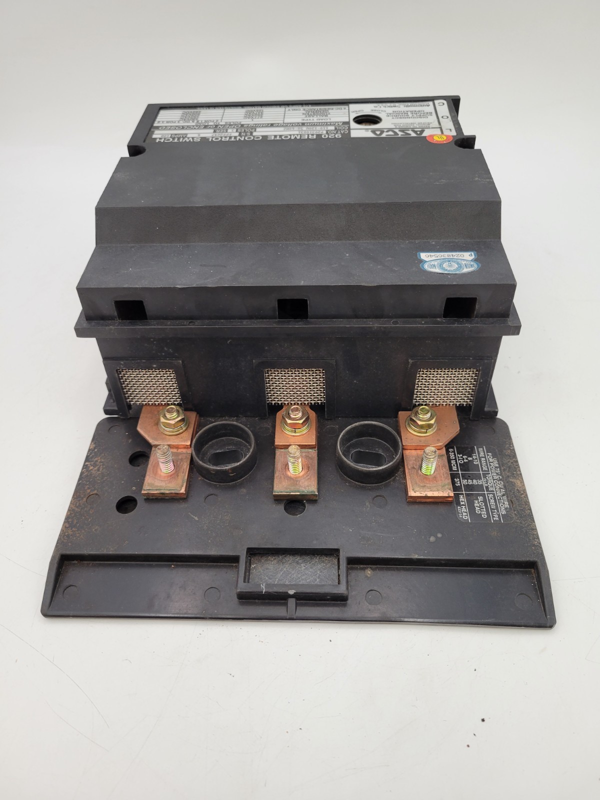 ASCO 920310031 Remote Control Switch 100A 3P 3PH Coil 110/120V 50/60Hz 920 Ser