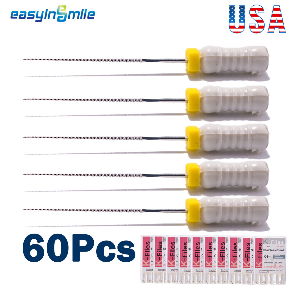 10Pks Dental K Files #15 Endodontic Endo K-Files Stainless Steel Root Canal Hand