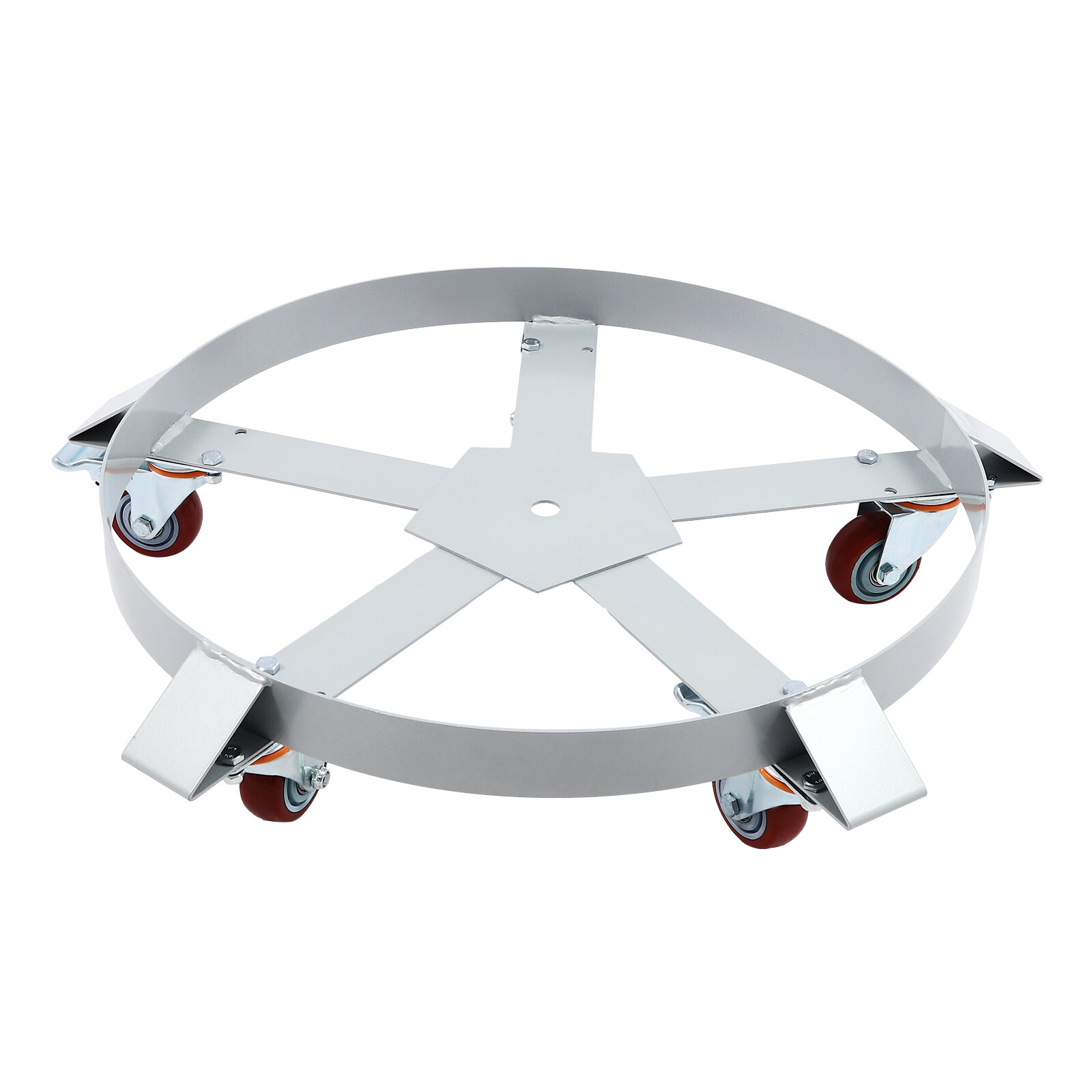 55 Gallon Drum Dolly Stands Q235 Steel Barrel Dolly Carts With 5 Wheels