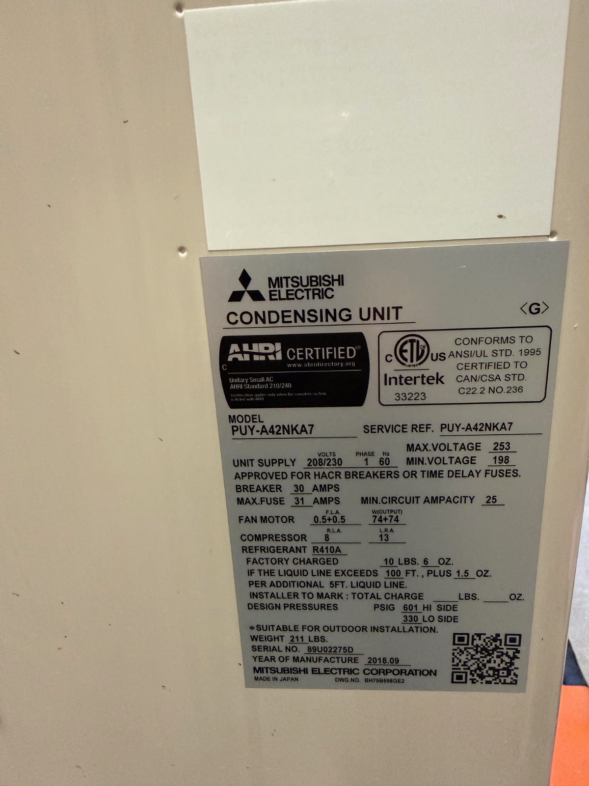 Mitsubishi PUY-A42NKA7 Condensing Unit with 2 PCA-A42KA7 split-system heat pumps