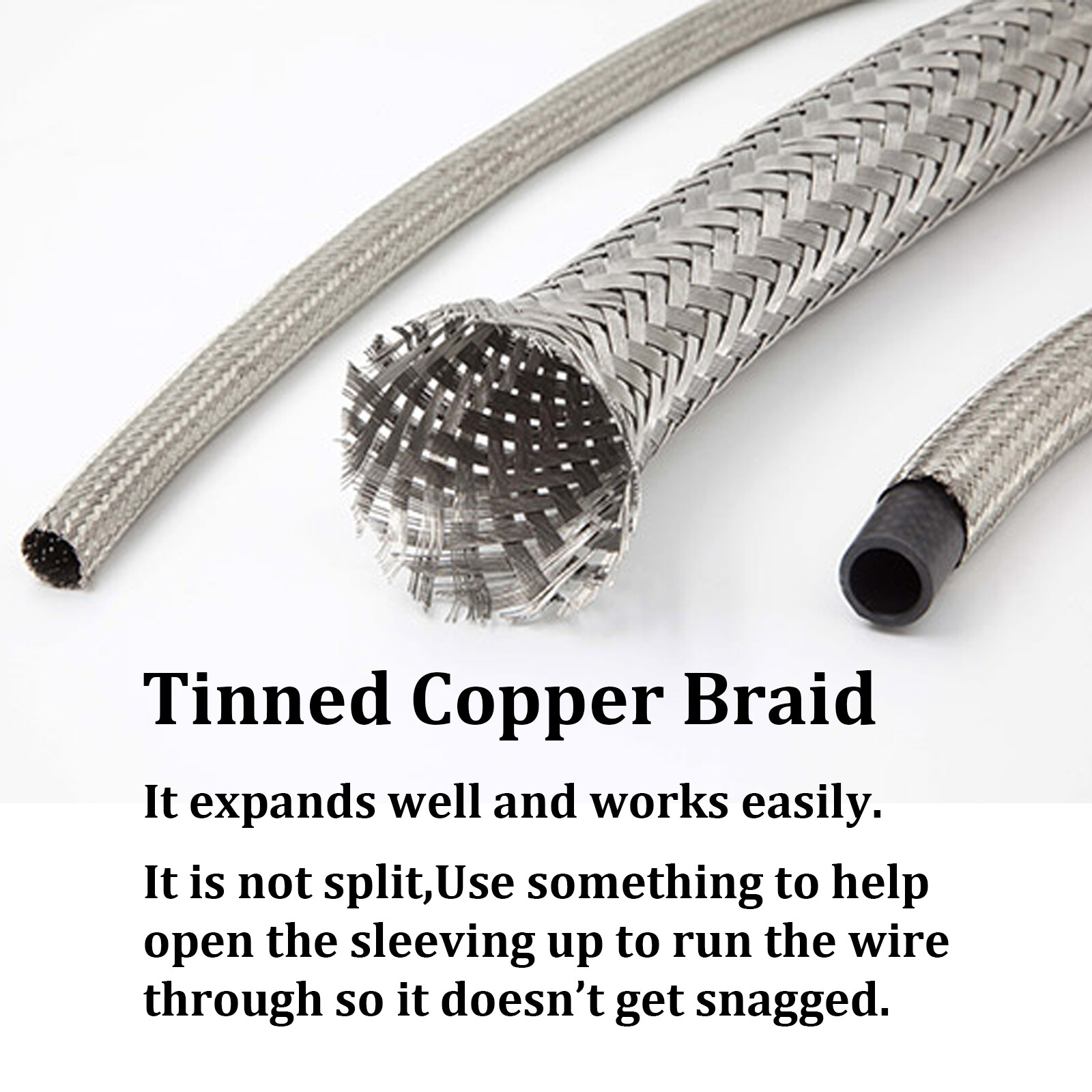 Tinned Copper Braid Ground Strap Metal Cable Wrap Sleeve Mesh Wire Shielding Lot