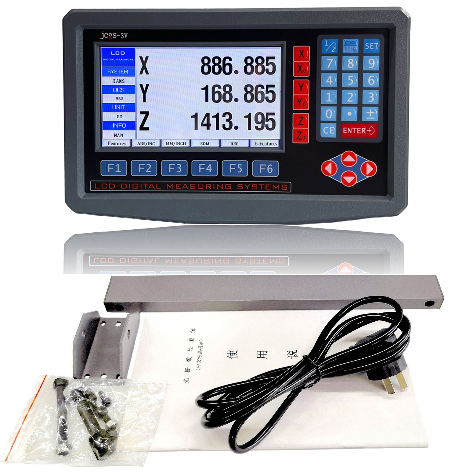 LCD Digital Readout with Precision Linear Scale for Milling Lathe Machine 3 Axis