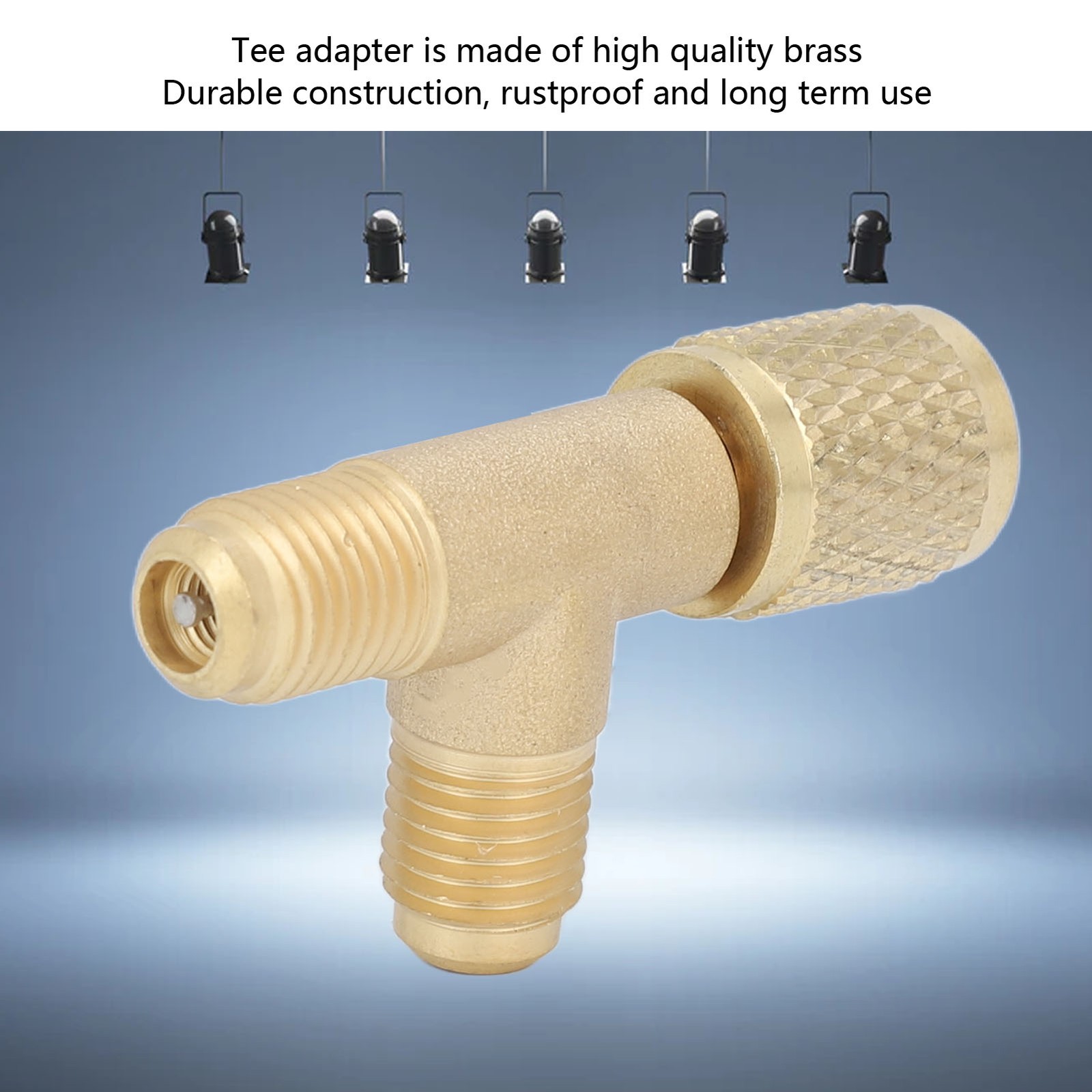 Quick Coupler Tee Adapter With Valve Core Brass 1/4in SAE Sturdy Structure