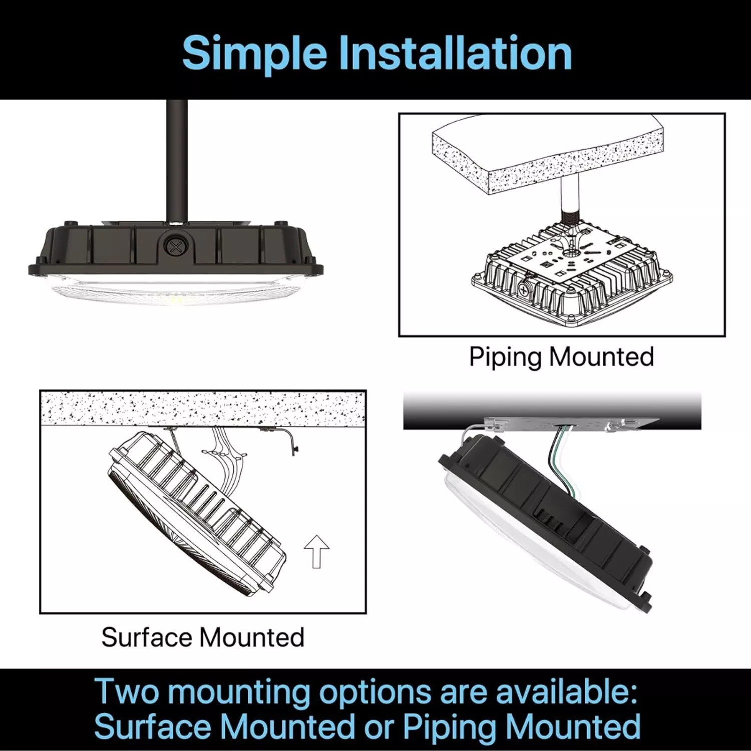 Outdoor Gas Station LED Canopy Garage Light 70W Parking Lot Street Light 4PACK