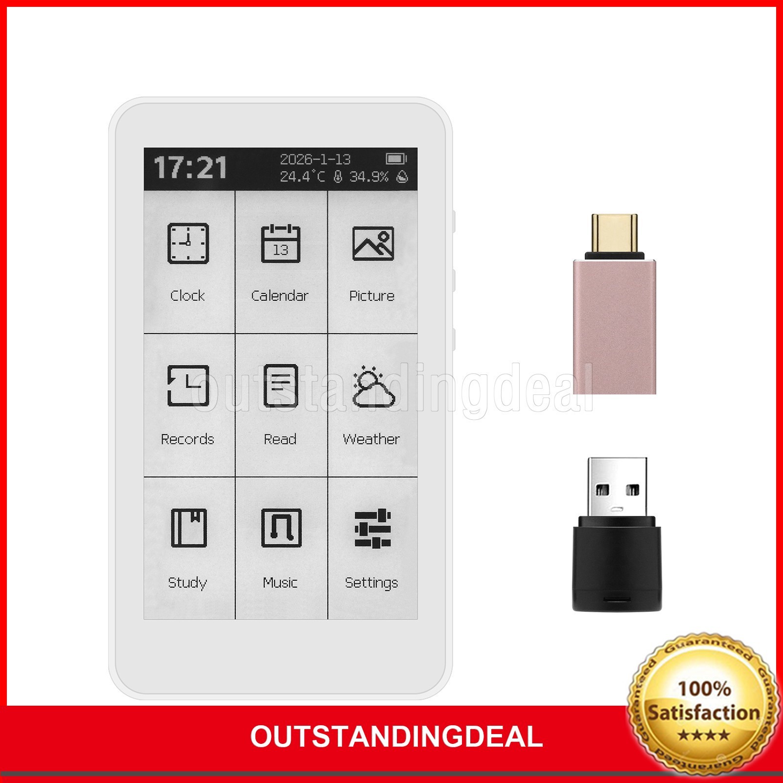 HamGeek M3 E-Book Reader 3.7-inch Touch Screen E-Paper 10-Level Adjustable ot26