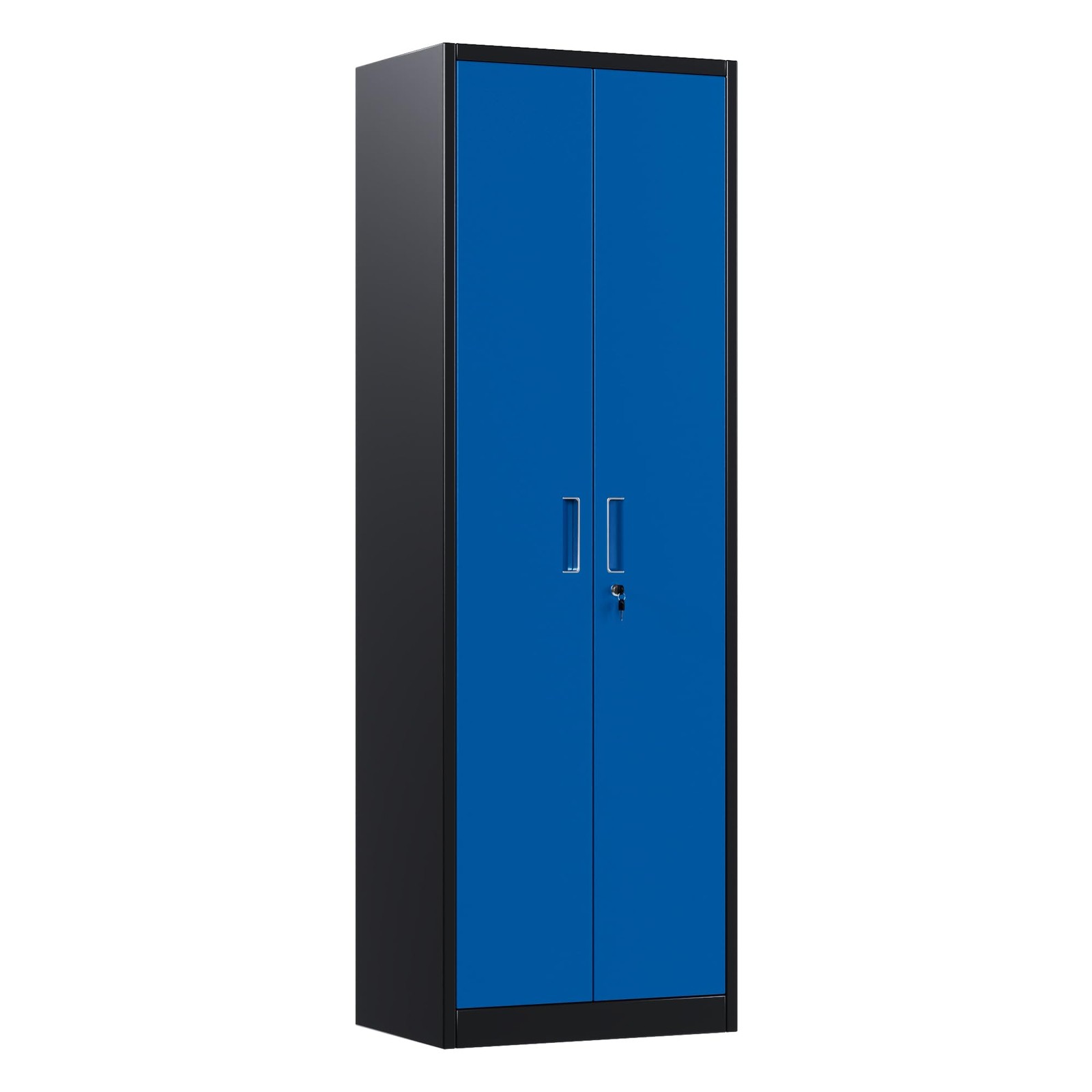 24″ W Metal Storage Cabinet with Locking Doors and Adjustable Shelves Black Blue