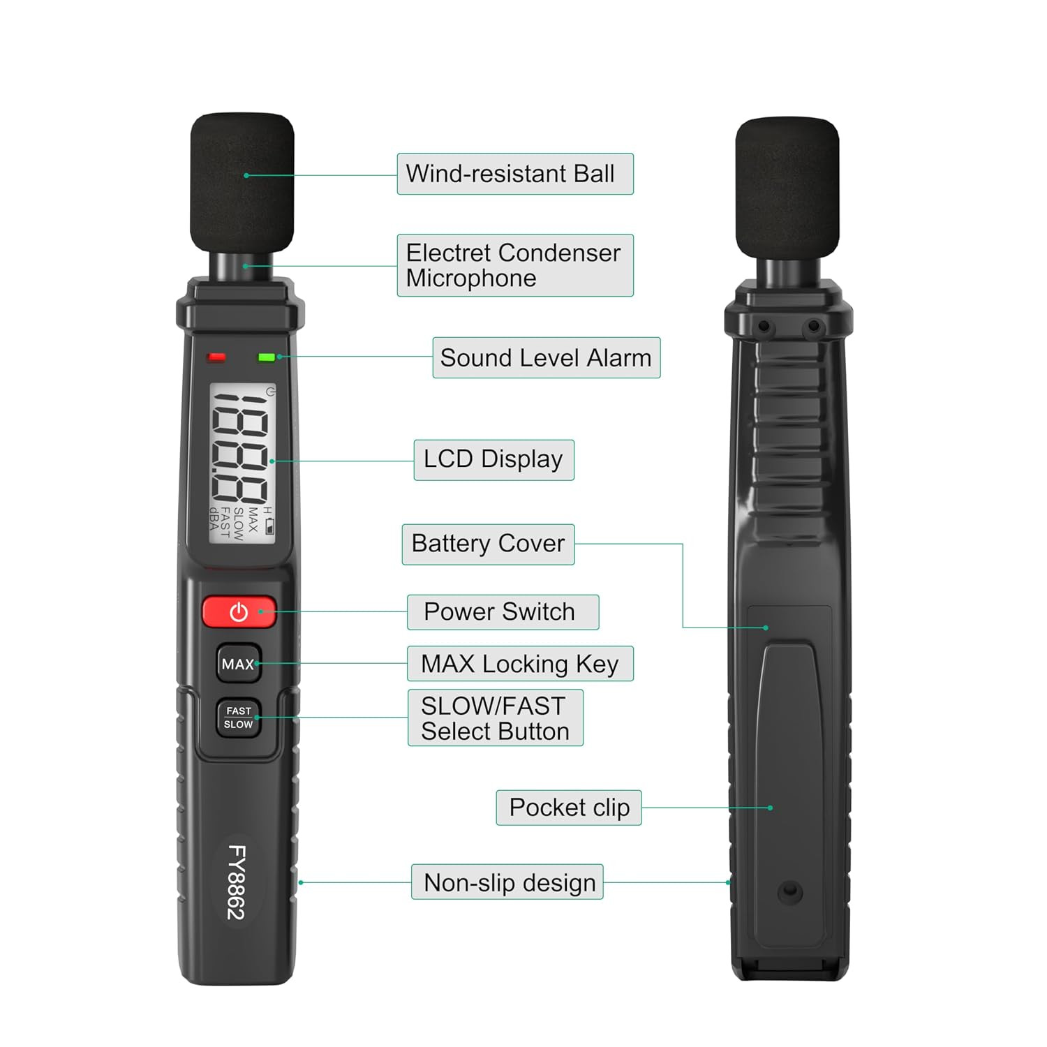 Decibel Meter, Digital Sound Level Meter Portable Sound Meter 30–130 Db
