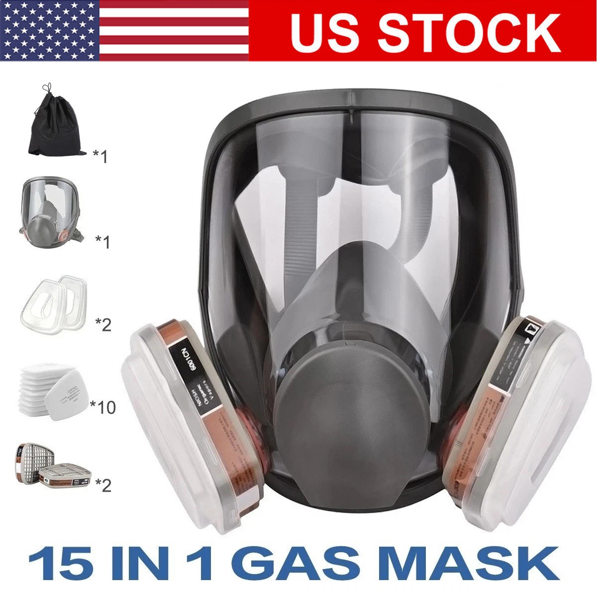 Full Face Gas Mask Painting Spraying Respirator w/Filters for 6800 Facepiece