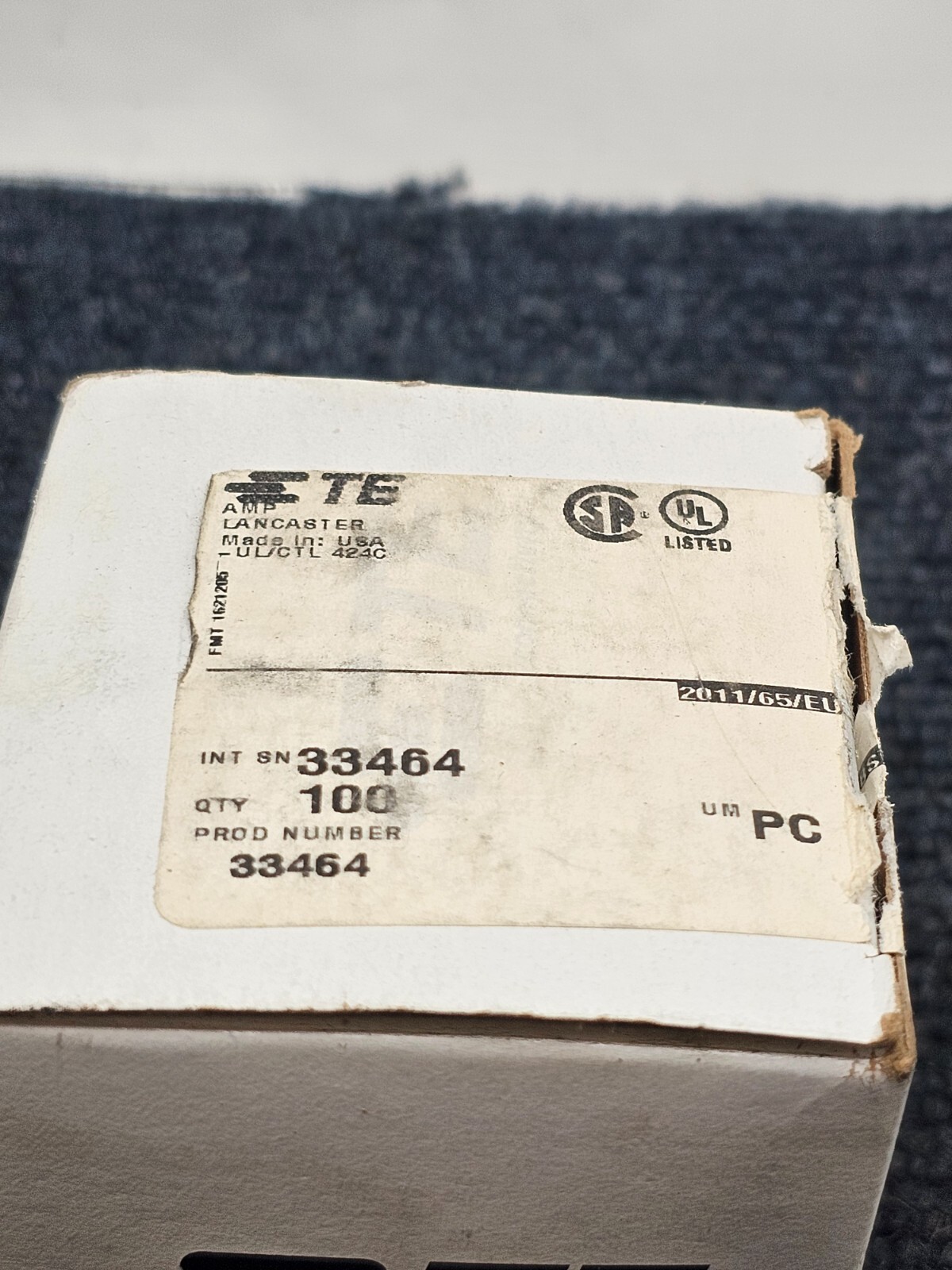 (QTY 100) TE Connectivity 33464: Closed Ring Tongue Terminals 6 AWG #10 Stud
