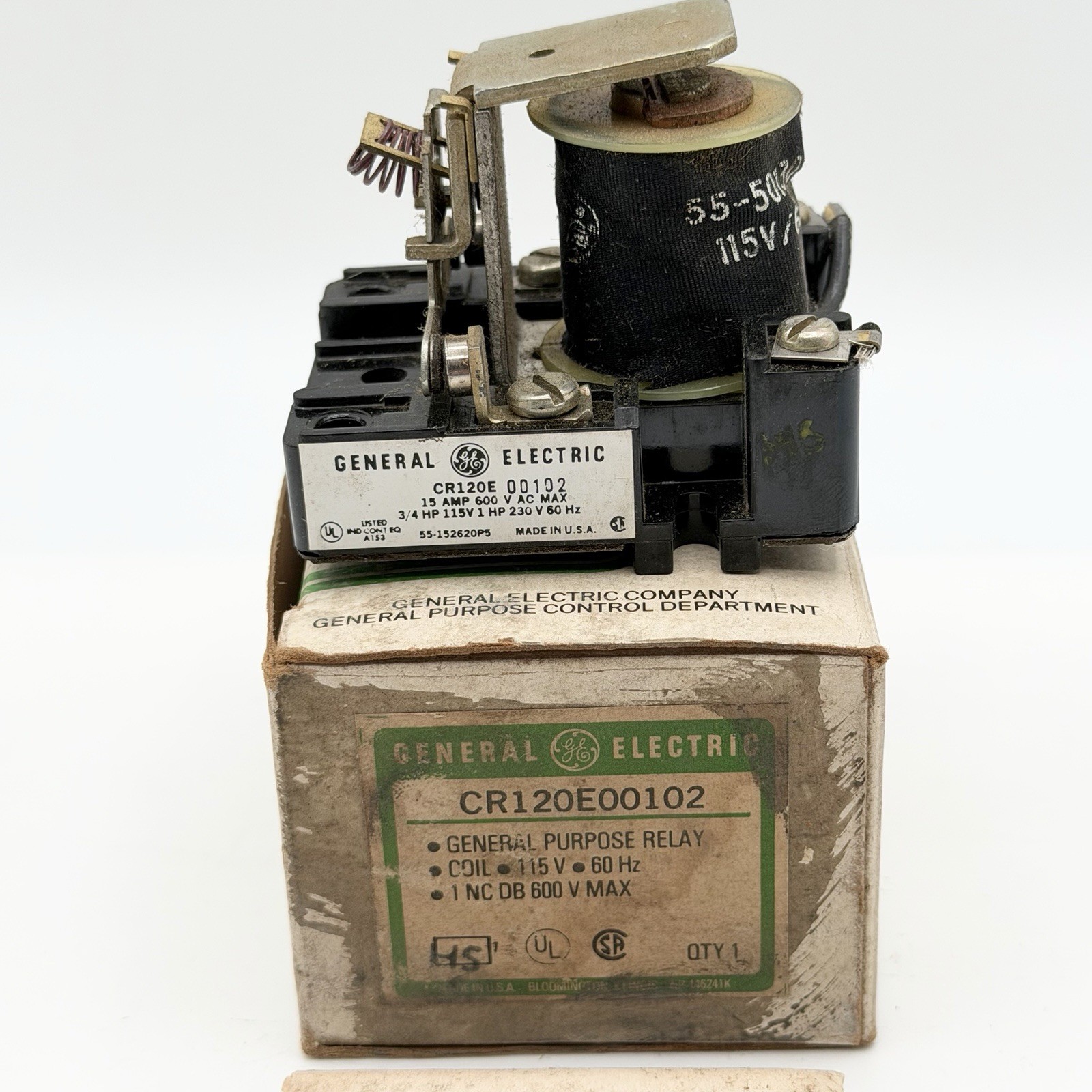 GE CR120E00102 General Purpose Power Relay 115VAC Coil 15A 600V Max NOS
