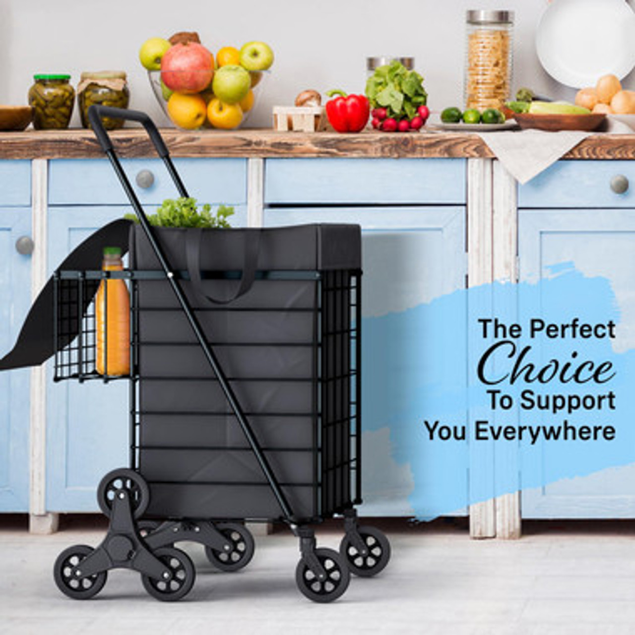 Open Box Folding Shopping Cart with Double Baskets – 200 lbs Heavy Duty Capacity