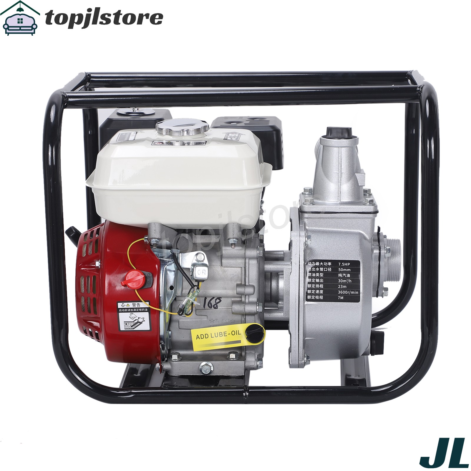 6.5 HP 4-Stroke Gas-Powered Water Transfer Pump 2″ 212CC 158GPM Semi-Trash Pump