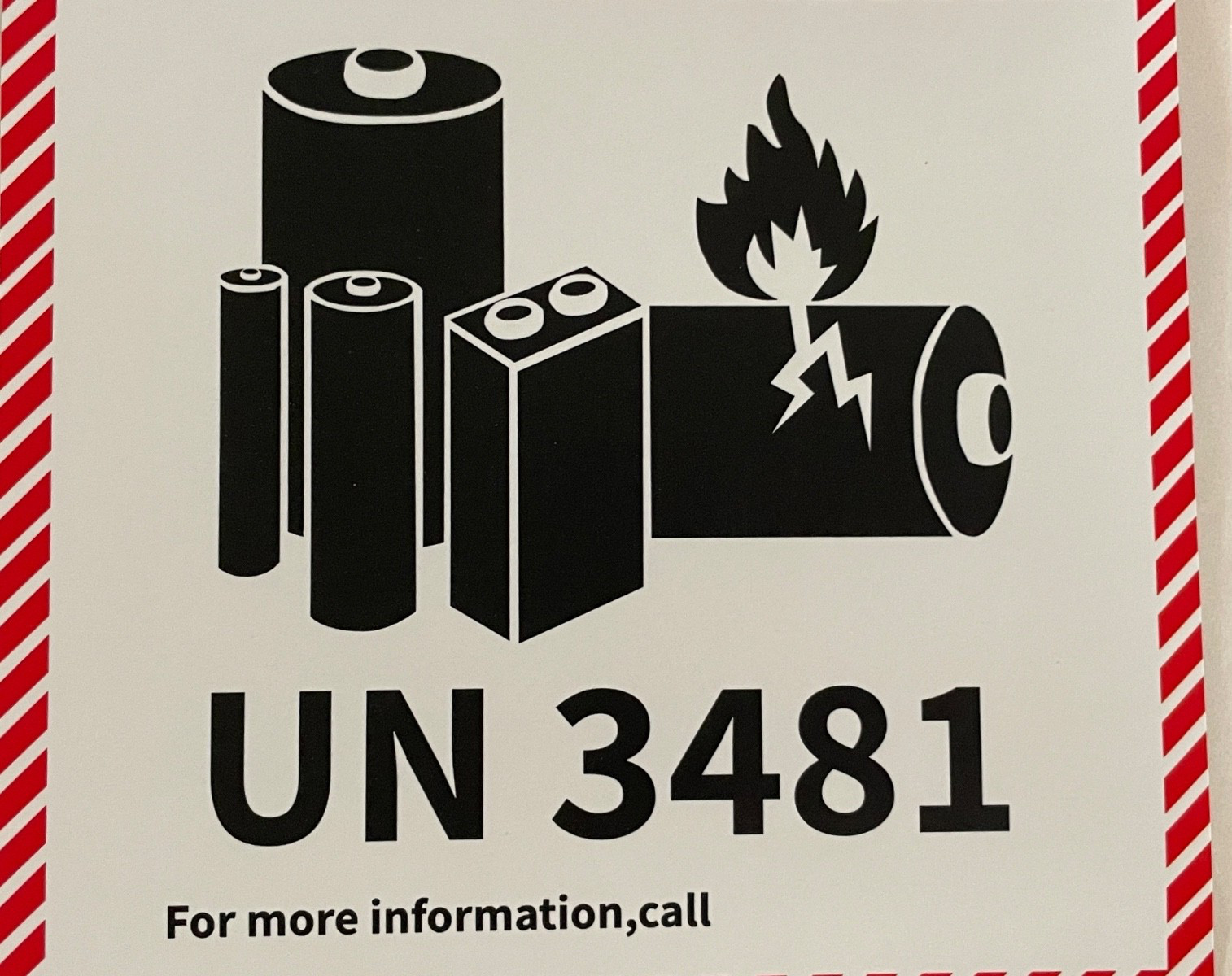 6 Lithium Ion Battery Warning Stickers Labels 4.7″ x 4.3″ Box Packaging UN3481