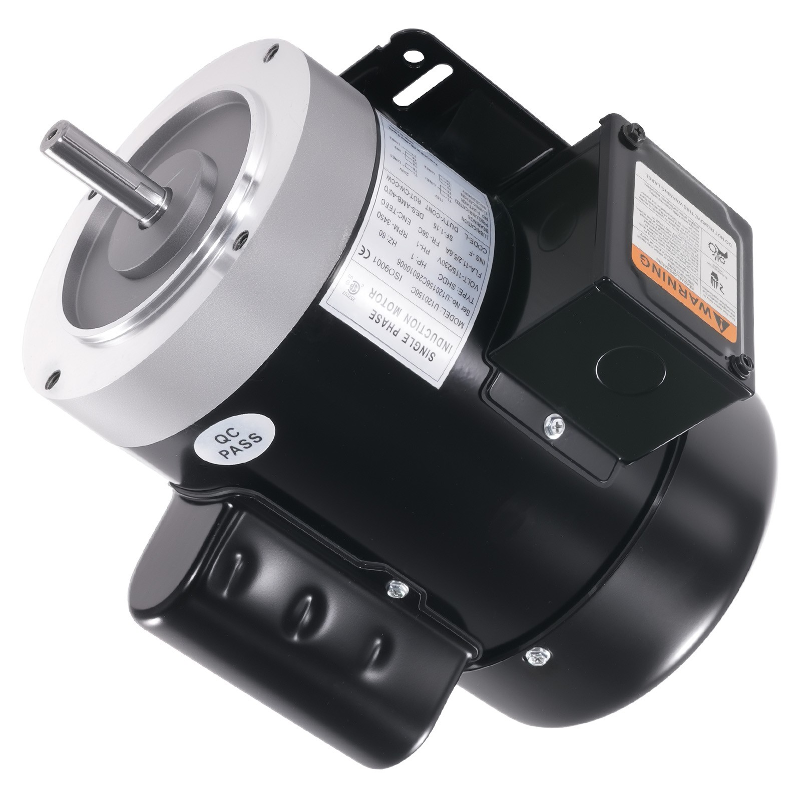 1HP Electric Motor 3450 RPM, AC 115V/230V, 56C Frame, Air Compressor Motor