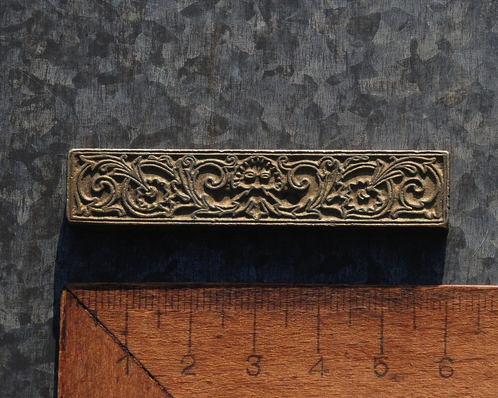 brass ornament bookbinding hot foil stamp embossing plate Art Nouveau leather ~~