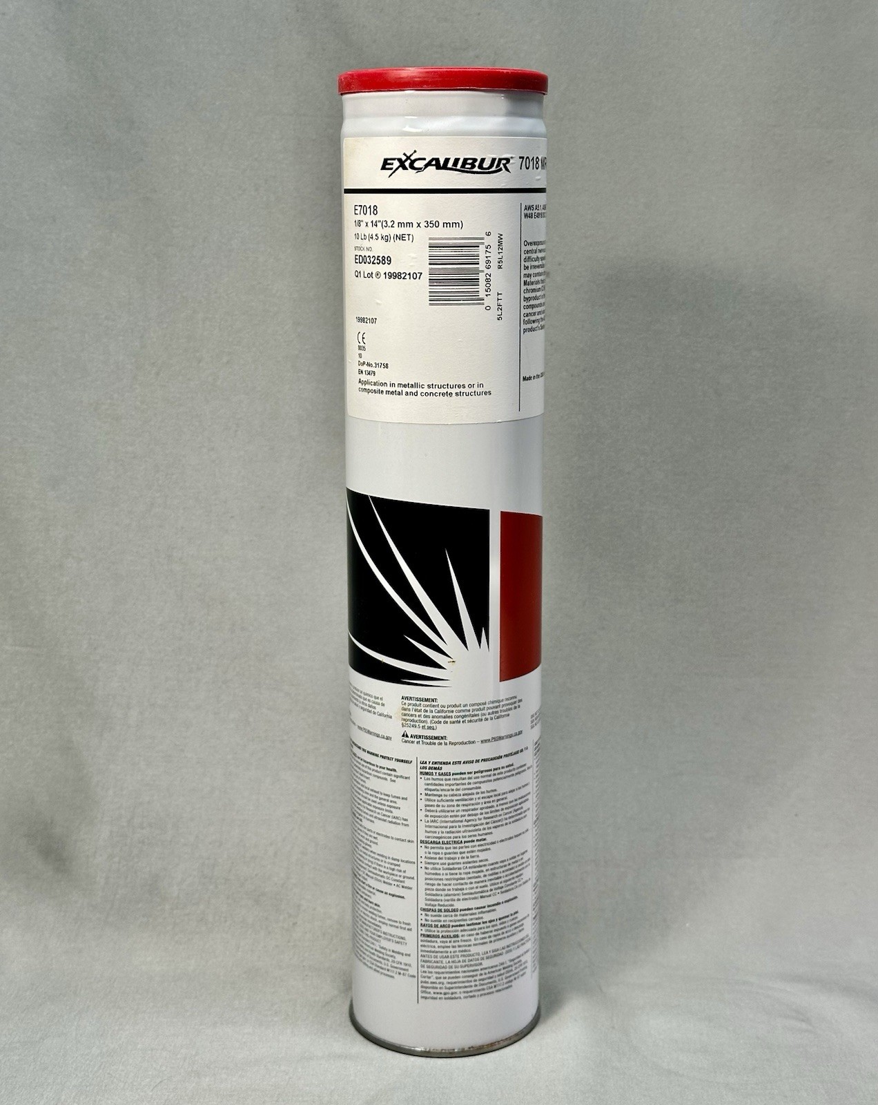 10Lbs Lincoln 7018 MR 1/8″ x 14″ Excalibur Stick Electrodes 10lb Can ED032589