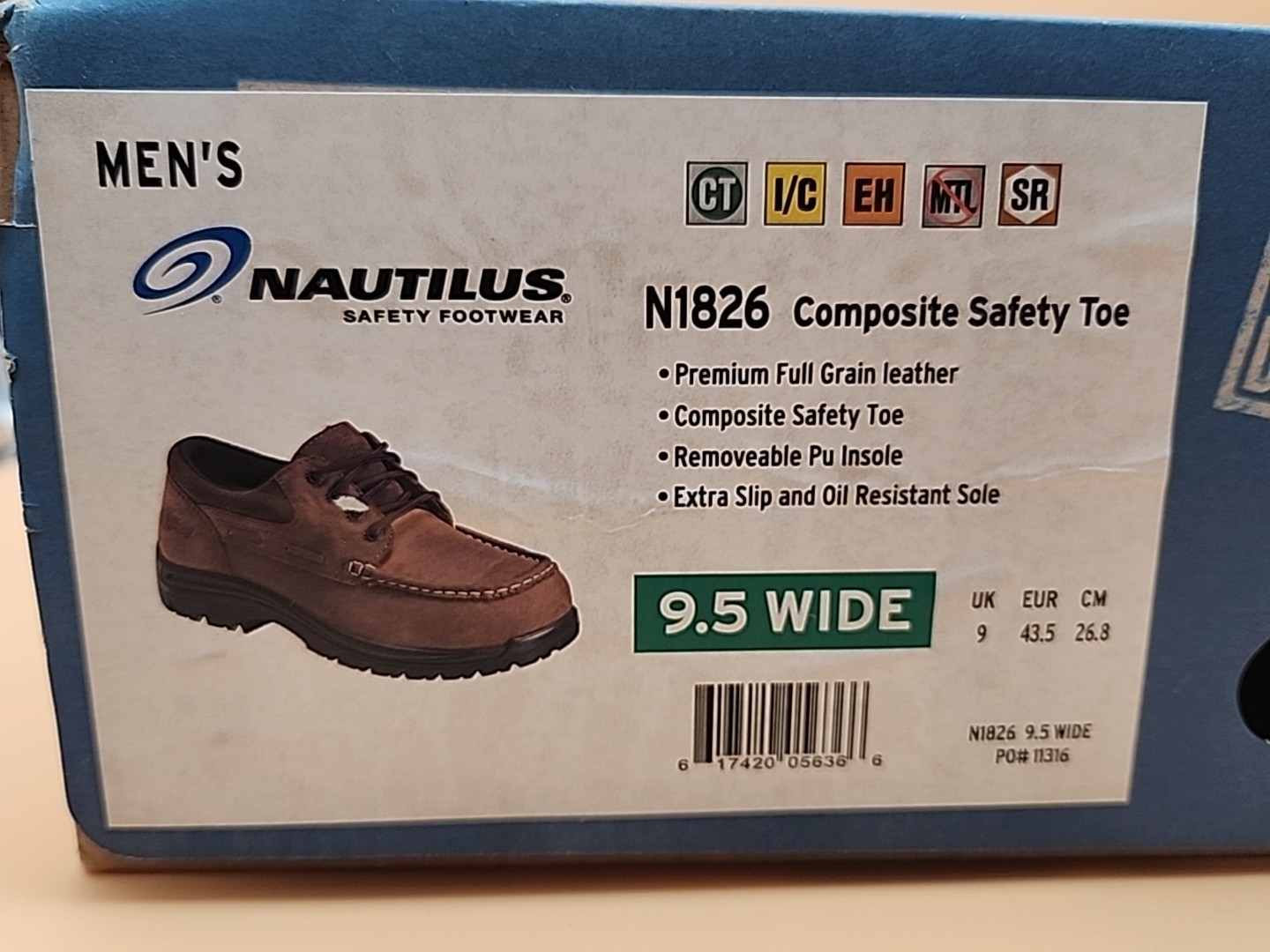 Nautilus Safety Footwear Men’s 1826 Safey Toe Shoe Men’s Size 9.5 Wide