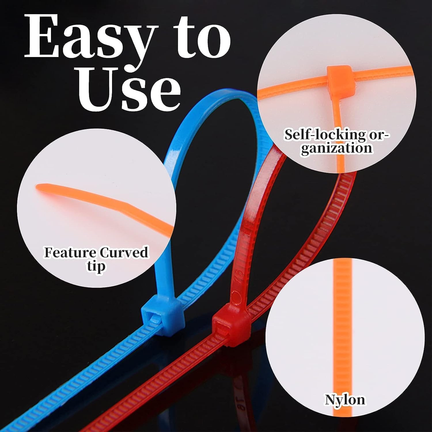 1200 Pieces Zip Ties, Multi-Purpose Assorted Colored Self-Locking Nylon Cable Zi