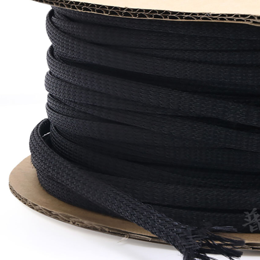 Black Braided Sleeving Wire Loom Tubing Sheathing Cable 2mm-100mm PET Snake Skin