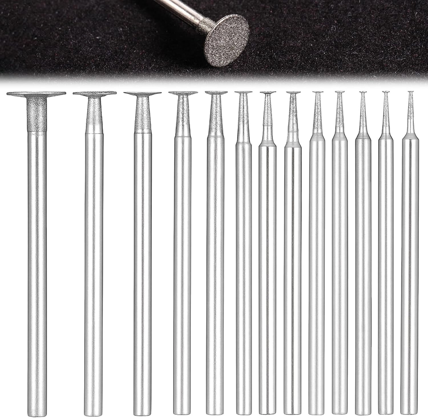High-Speed Steel Diamond Burs Set – 13 Bowl Shape Bits for Jewelry & Stone Work