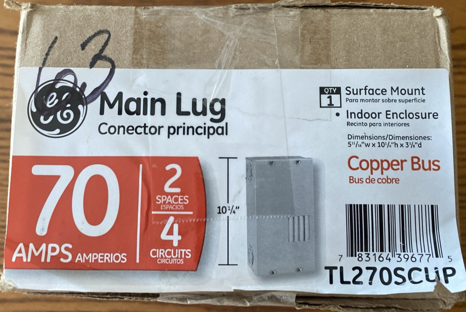 New GE Main Lug Load Center 2 Circuits 120/240 Volt AC TL270SCUP Indoor