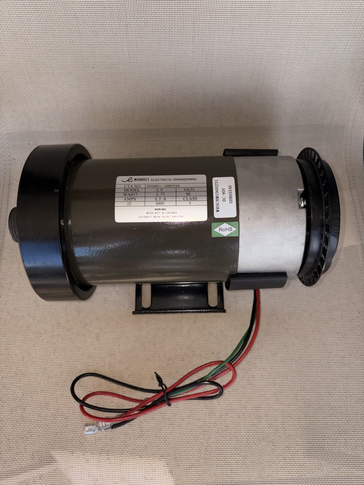 Wanrui WA147 New Treadmill DC Drive Motor, 2.25 HP, 90V, 4000 Rpm,